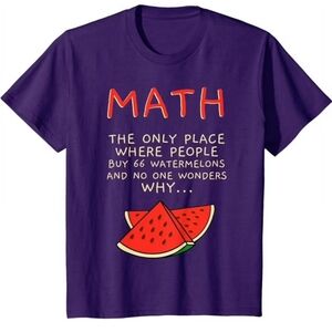 Bright blue Funny watermelon Math Joke Tee women's Medium Slim Fit